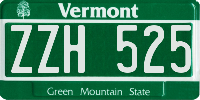 VT license plate ZZH525