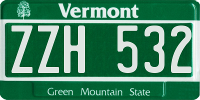 VT license plate ZZH532
