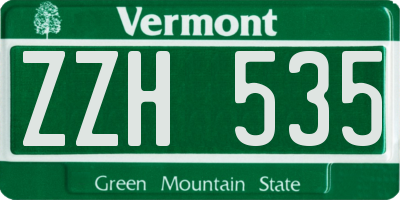 VT license plate ZZH535