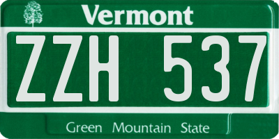 VT license plate ZZH537