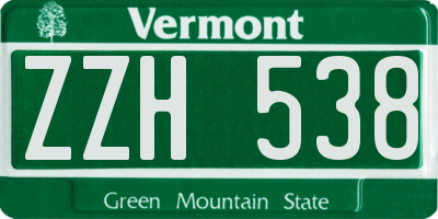 VT license plate ZZH538