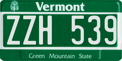VT license plate ZZH539
