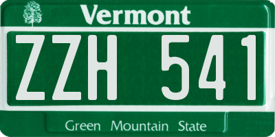 VT license plate ZZH541