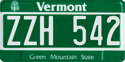 VT license plate ZZH542