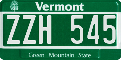 VT license plate ZZH545