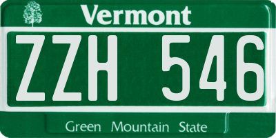 VT license plate ZZH546