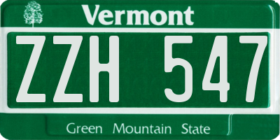 VT license plate ZZH547