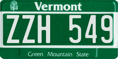VT license plate ZZH549