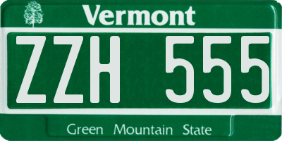 VT license plate ZZH555