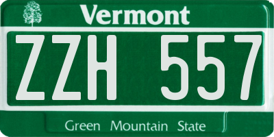 VT license plate ZZH557