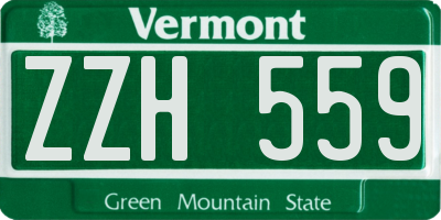 VT license plate ZZH559