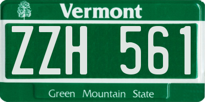 VT license plate ZZH561