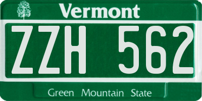 VT license plate ZZH562