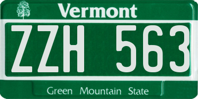 VT license plate ZZH563