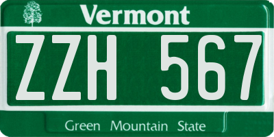 VT license plate ZZH567