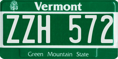 VT license plate ZZH572