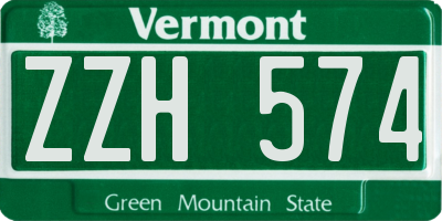 VT license plate ZZH574