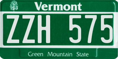 VT license plate ZZH575