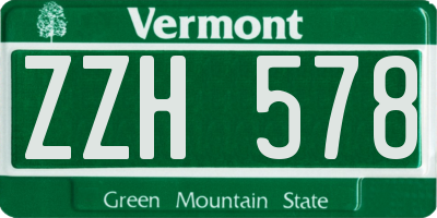 VT license plate ZZH578