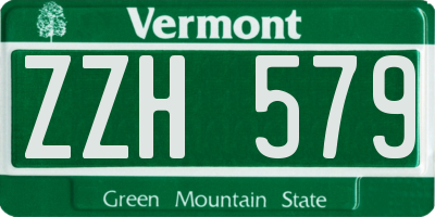 VT license plate ZZH579