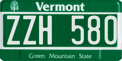VT license plate ZZH580