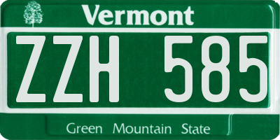 VT license plate ZZH585