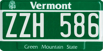 VT license plate ZZH586