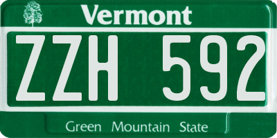 VT license plate ZZH592