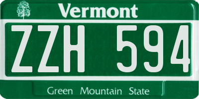 VT license plate ZZH594