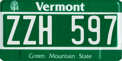 VT license plate ZZH597
