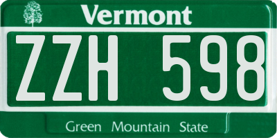 VT license plate ZZH598