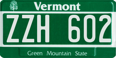 VT license plate ZZH602