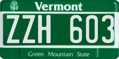 VT license plate ZZH603