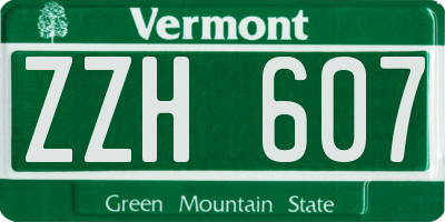 VT license plate ZZH607