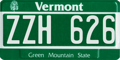 VT license plate ZZH626
