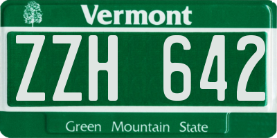 VT license plate ZZH642
