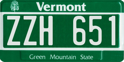 VT license plate ZZH651