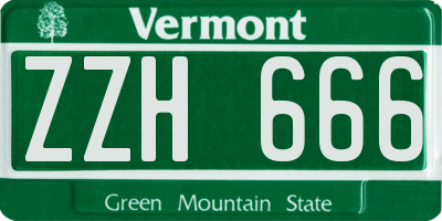 VT license plate ZZH666