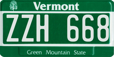 VT license plate ZZH668