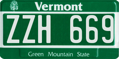 VT license plate ZZH669