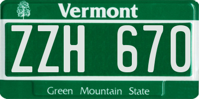 VT license plate ZZH670