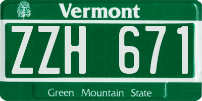 VT license plate ZZH671