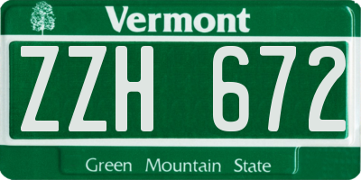 VT license plate ZZH672