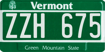 VT license plate ZZH675