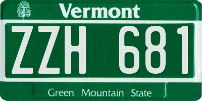 VT license plate ZZH681