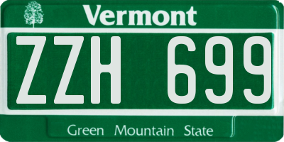 VT license plate ZZH699