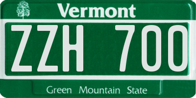 VT license plate ZZH700