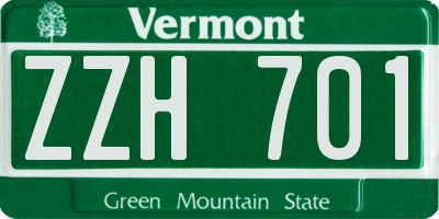 VT license plate ZZH701