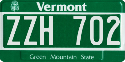 VT license plate ZZH702