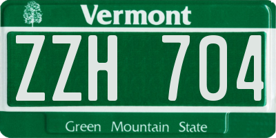 VT license plate ZZH704